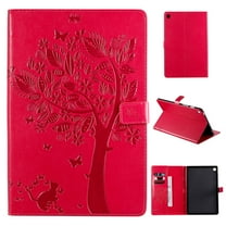Dteck Galaxy Tab S5e Case, Embossed Tree PU Leather Magnetic Flip Stand Folio Case Built-in Card Slots/Cash Pocket Fit for Samsung Galaxy Tab S5e 10.5 inch 2019 SM-T720 T725, Red
