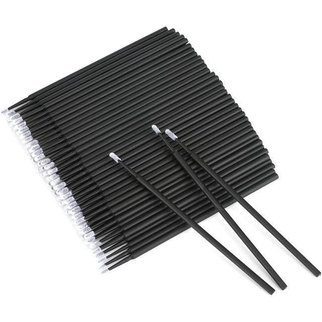 200 Pcs Brosses Micro Applicateurs, Écouvillons Jetables pour Extensions de Cils (Noir)