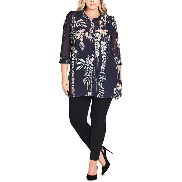 City Chic Women’s Trendy Floral Tunic, Navy, 22W