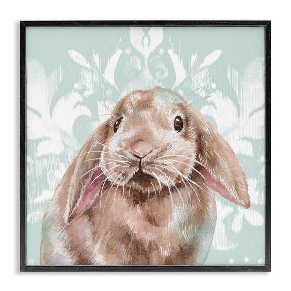 Stupell Industries Farmhouse Bunny with Floral Pattern Black Framed Giclee Art, 17 x 17, by Courtney Morgenstern