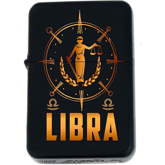 Birthday Zodiac Signs, Horoscope Symbols, Astrology Icons Collection Gifts Infinity Black Matt Windproof Lighters! (Libra)