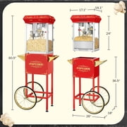 Superior Popcorn Company Movie Night Popcorn Popper Machine with Cart (8 oz, Red)