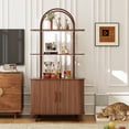 thumbnail image 3 of Wirrytor 63" Tall Cat Litter Box Enclosure with Sliding Doors, 3-Tier Hidden Litter Box Cabinet with Anti‑Tip Kit for Living Room, Walnut, 3 of 10