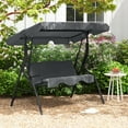 thumbnail image 1 of Costway Patio 3 Seats Canopy Swing Glider Hammock Steel Frame Cushioned Backyard Grey, 1 of 10