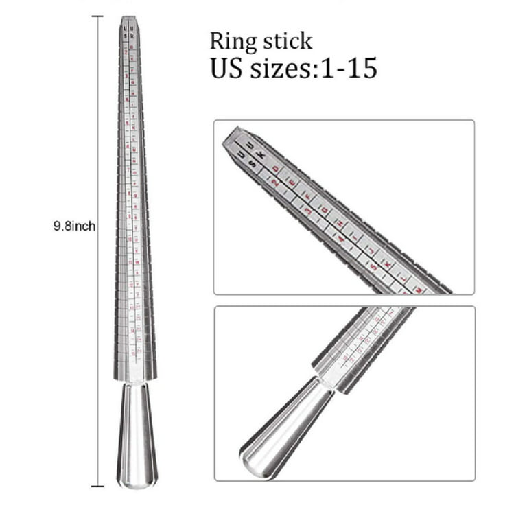 Metal Ring Sizer Gauge Mandrel Finger Sizing Measure Stick