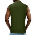 thumbnail image 2 of Ceisia Men's Casual Sleeveless Polo Shirt Solid Color Half Button Collared with Pocket Lightweight Soft Breathable Classic Fashion Vest Top Gifts for Father Green 3X, 2 of 8