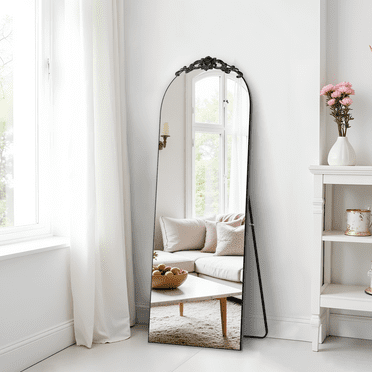 MAYEERTY 64"x21" Black Arched Floor Mirror Full Length Large Long Wall Mounted Mirror