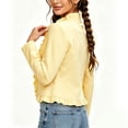 thumbnail image 6 of BUIGTTKLOP Cardigans for Wome Open Front Long Sleeve Ruffle Fall Jackets Solid Color Cropped Top Coat 2026 Trendy Jacket, 6 of 8