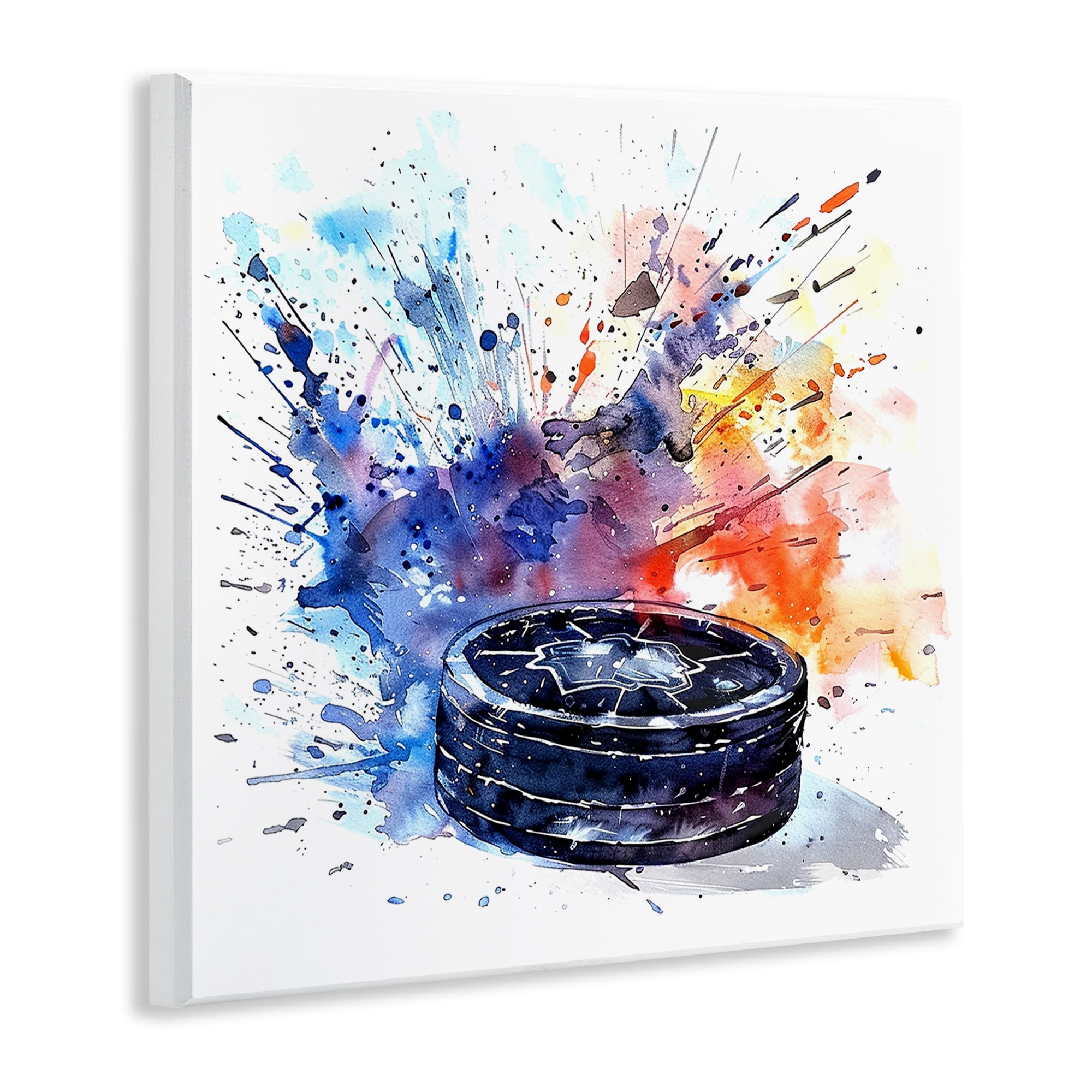 Stupell Industries Hockey Splash Watercolor Burst Wall Plaque Art, design by LSR Design Studio