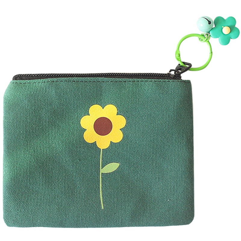 Flower Print Canvas zipper coin purse change purse zipper pouch small bag 