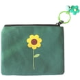 thumbnail image 1 of Flower Coin Purse Cute Canvas Zipper Change Pouch Mini Wallet Bag with Keychain, 1 of 10