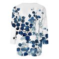 thumbnail image 4 of Women's Tie Dye Floal Printing Spring Elegant Shirts Summer Clothes for Teen Girls Round Neck Blouse Fashion 3/4 Sleeve Tunic Tops Loose Fit Flowy Vintage Y2K Tops Dressy Casual White T Shirts XL, 4 of 5