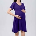 thumbnail image 2 of VEKDONE Clearance Nursing Nightgown Dresses, 3 In 1 Maternity Nightgown Short Sleeve Nursing Gown Breasfeeding Pregnancy Sleepwear Delivery Dress Purple M, 2 of 3