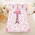 thumbnail image 5 of Erosebridal Fashion Pink Leopard Printed Queen Sheet Sets For Girls,Pink Bow Letter T Initial Monogram Bed Set 4pcs, 5 of 6