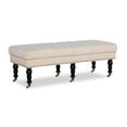 thumbnail image 4 of Linon Kacie 50" Wide Buttun Tufted Bench, Dark Espresso with Natural Linen, 4 of 9