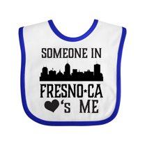 Inktastic Fresno California Someone Loves Me Skyline Boys or Girls Baby Bib