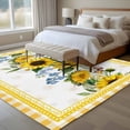 thumbnail image 4 of Yellow Sunflowers Floral Large Area Rugs 5x8 ft Pastoral Wildflowers Leaf Yellow Plaid Washable Rug Non Slip Indoor Carpet Absorbent Floor Mat for Living Room Bedroom Dining Room, 4 of 9