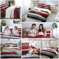 thumbnail image 5 of Black And Red Strip 4 Piece Duvet Cover Set Full Size Classic Modern Art Soft Bedding Set Comforter Cover, 1 Duvet Cover 1 Flat Sheets and 2 Pillowcases, 5 of 9