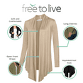 thumbnail image 2 of Free to Live 3 Pack Women's Long Sleeve Cardigans - Open Front Drape Lightweight Knit Sweater, 2 of 6
