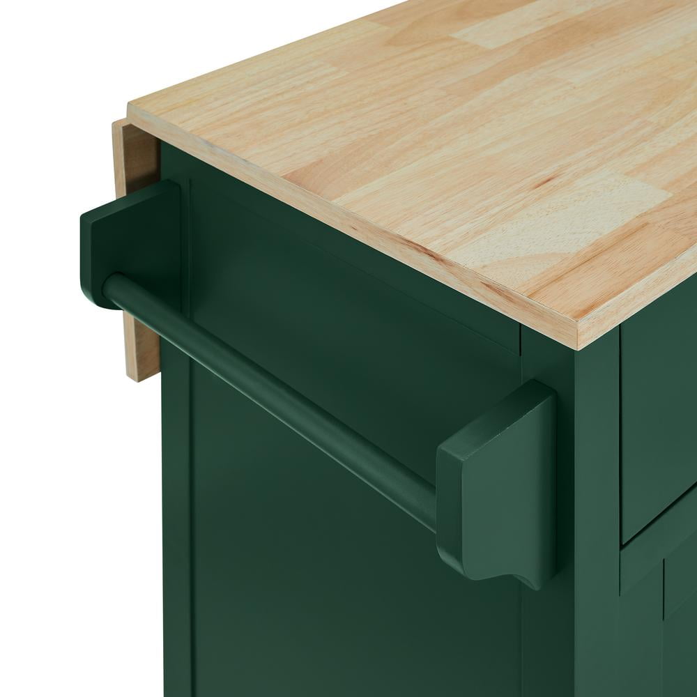 Crosley Furniture Cora Drop Leaf Traditional Wood Kitchen Island in Emerald