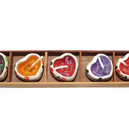 - Hawaii Hand Printed Ceramic Heart Candle Holder Set with 5 Scents