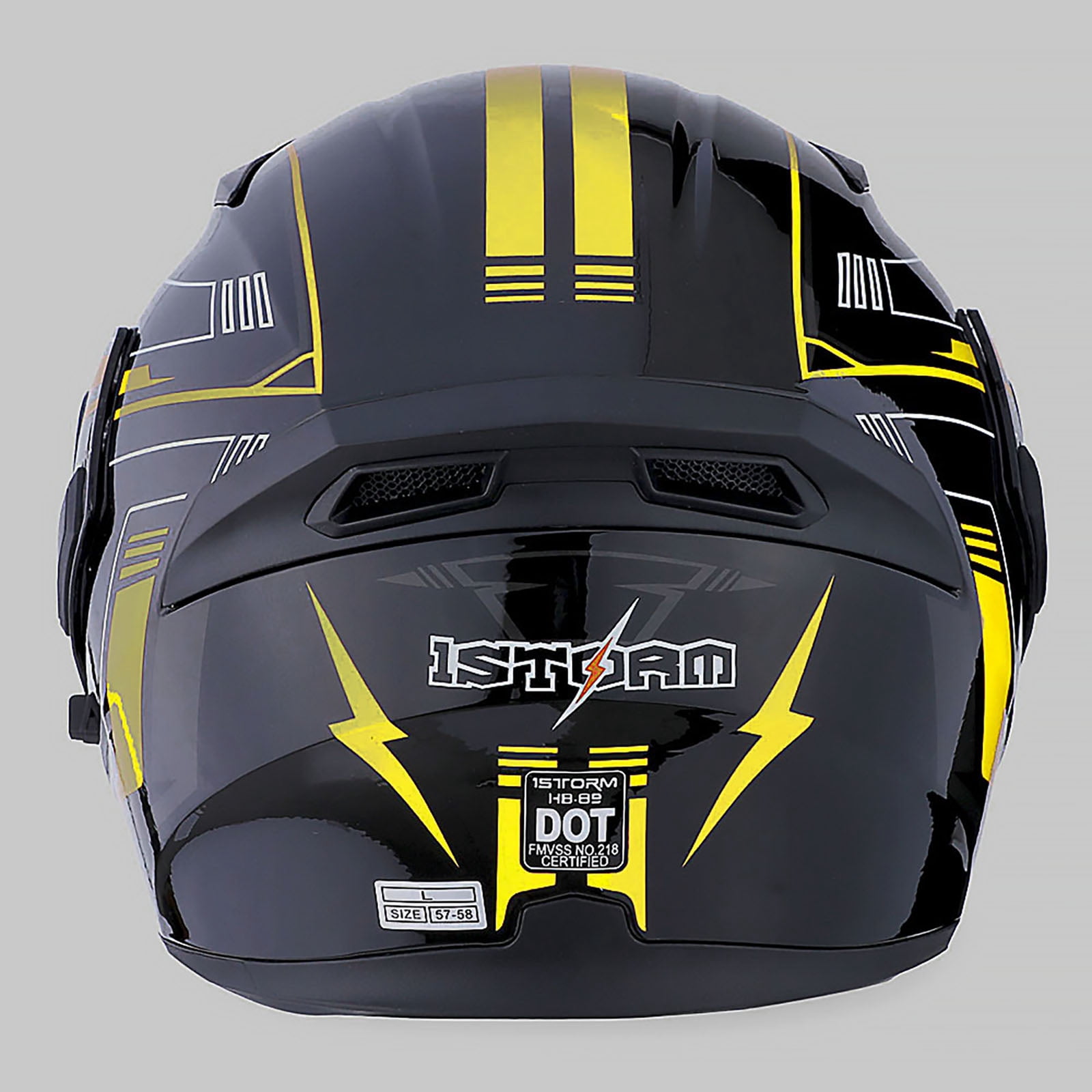 1Storm Motorcycle Street Bike Modular Flip up Dual Visor Full Face Helmet HB89 Arrow Yellow