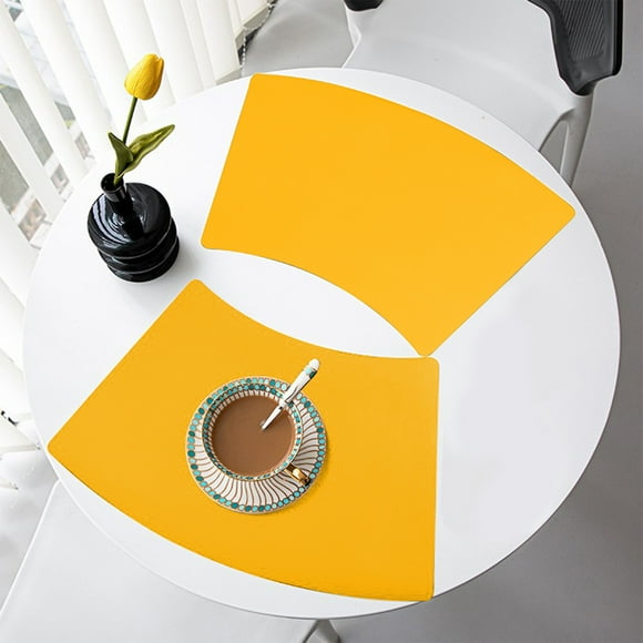 Stylish Insulating Pads Fan-shaped Insulating Pads Table Mats Round Table Cutlery Scalloped Table Decorations Leather Waterproofing And Oilproof Table Mat