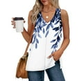 thumbnail image 2 of Sleeveless Shirts for Women Summer Casual V Neck Floral Printed Flowy Tank Tops Loose Blouses with Side Split (L, Multicolor 6), 2 of 7