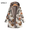 thumbnail image 2 of Flower Leaf Printed Women Autumn Winter Warm Hooded Pocket Coat Zipper Overcoat, 2 of 8