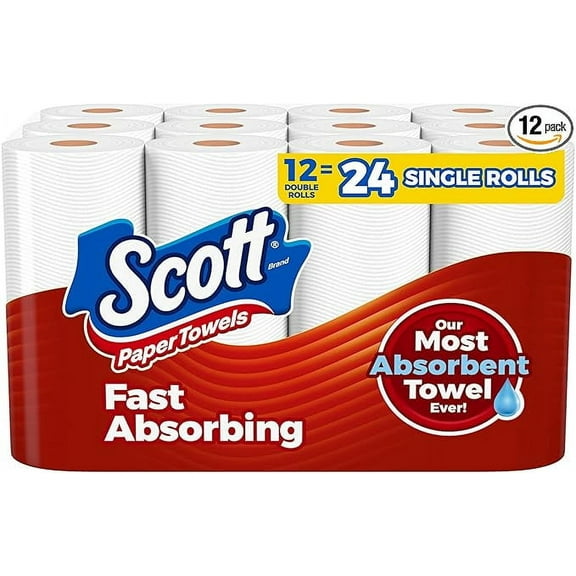 Scott Paper Towels, Choose-A-Sheet, 12 Double Rolls = 24 Regular Rolls (100 Sheets Per Roll)