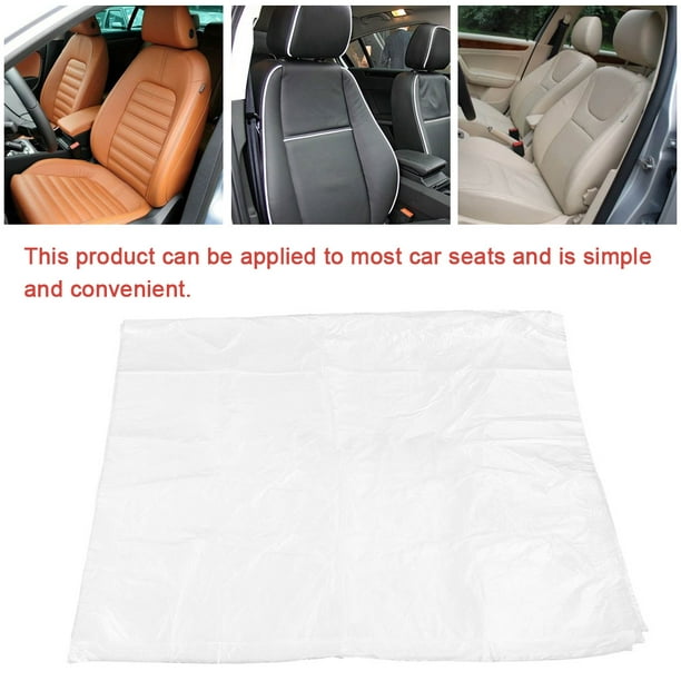Fdit 100pcs Disposable Plastic Car Seat Covers Protectors Mechanic Valet Roll Clear Cover Com - Clear Disposable Plastic Car Seat Covers