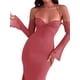thumbnail image 4 of Sunloudy Vestido Midi Elegante para Mujer, Vestido de Fiesta con Cola de Pescado de Color Sólido y Manga Larga con Escote Halter y Tirantes Halter Sunloudy  moda, 4 of 7
