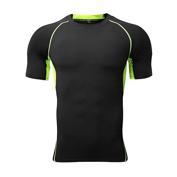 YLSDY Men's Solid Compression Crew Neck Short Sleeve T Shirt Quick Dry Athletic Training Top Green S