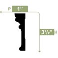 WM523 3 1/2"H x 1"P x 96"L RB3 Casing Moulding, PVC