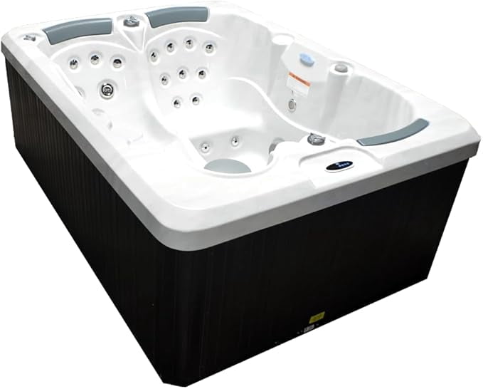 Home & Garden HG38 3-Person Hot Tub with 38 Therapy Jets and Digital Controls – Sterling or White Acrylic Interior and Mocha Exterior Cabinet - Ideal for Backyard Relaxation and Hydrotherapy