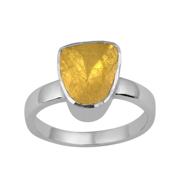 Mooneye 0.50 CTW Natural Yellow Diamond Polki Solitaire Women Gifts Ring 925 Sterling Silver