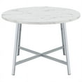 thumbnail image 5 of Coaster Alcott Metal Base Round Faux Carrara Marble Top Dining Table in Chrome, 5 of 13