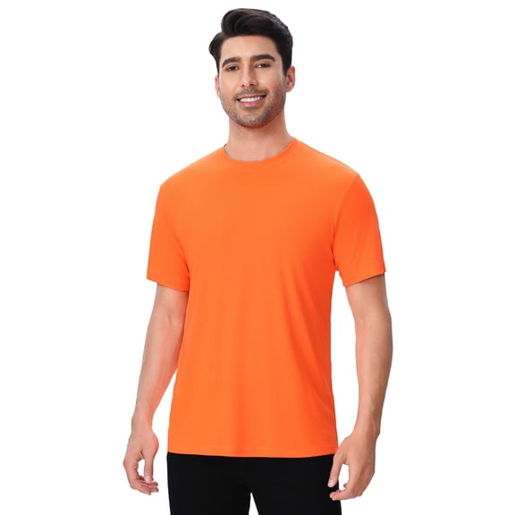 High Visibility Short Sleeve Safety T-Shirt for Men, Size-S, Hi Vis Neon Orange Work Safety Shirt, 100% Polyester Work Safe Reflective Color tee