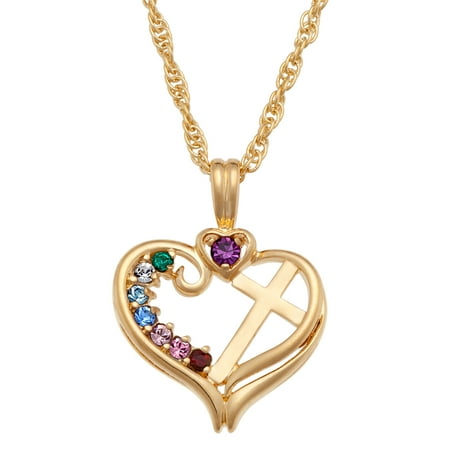 Personalized Women's 14K Gold-Plated Birthstone Mother's Pendant