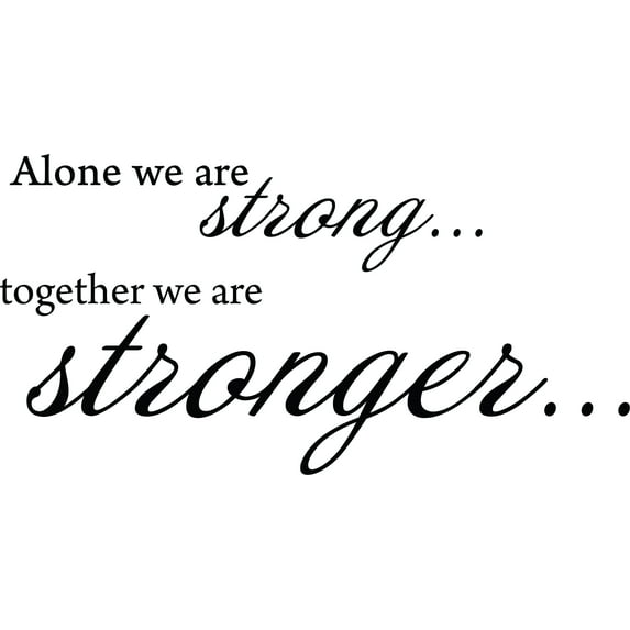 Black 39" x 20" Decaltor ALONE WE ARE STRONG TOGETHER Lettering Wall Decal Sticker Sticker D?or Bible Verse Sticker