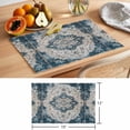 thumbnail image 6 of Boho Flower Blue Gray Placemats Set of 12 Retro National Floral Textured Place Mats Indoor Wipeable Table Mats Washable Cloth Dining Table Placemats for Kitchen Holiday Party Home Decor 13x19 Inch, 6 of 9