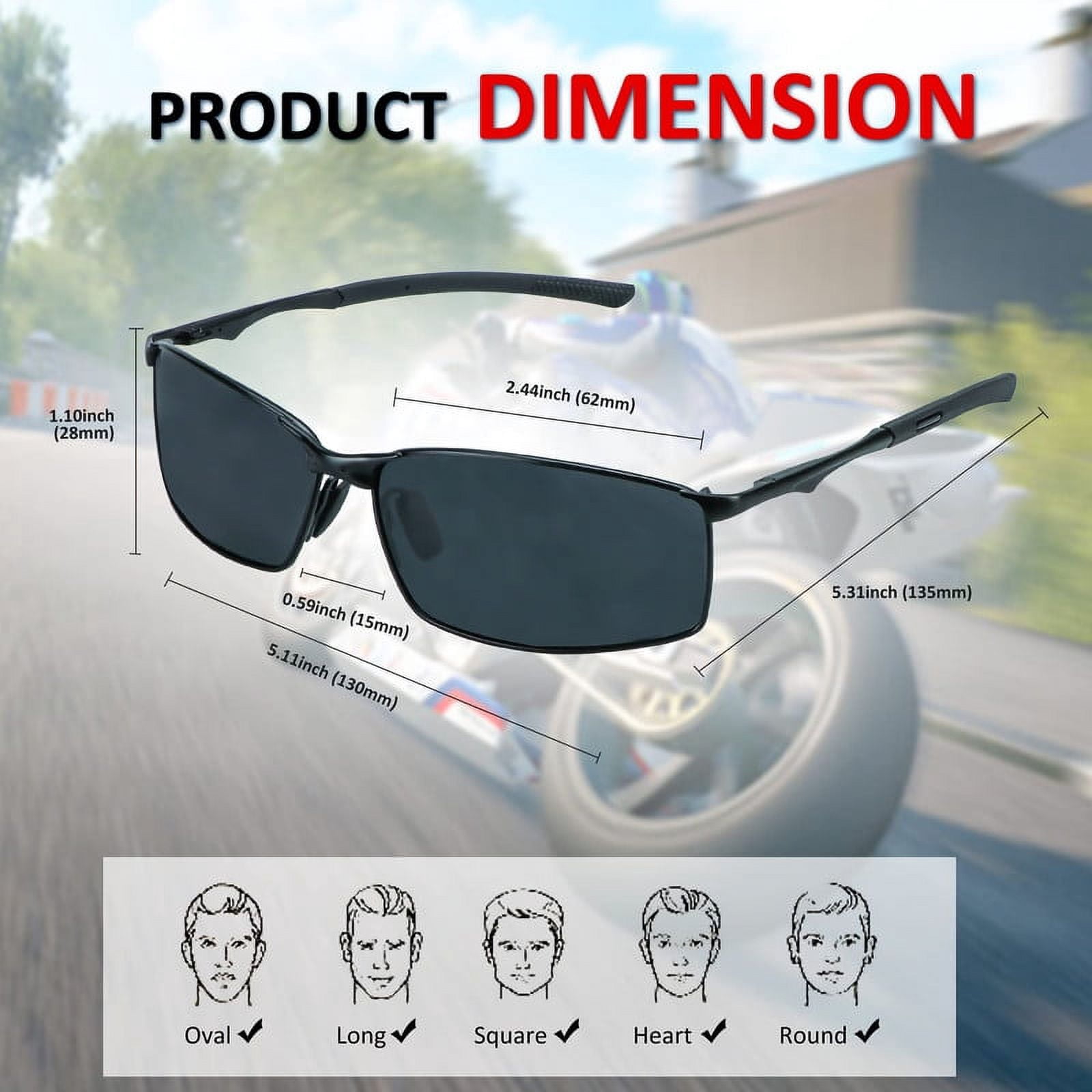 LifeArt Mens Polarized Sunglasses Ultralight Sports Fishing Driving Sunglasses for Men UV Protection Rectangle Metal Frame (Black+Brown)