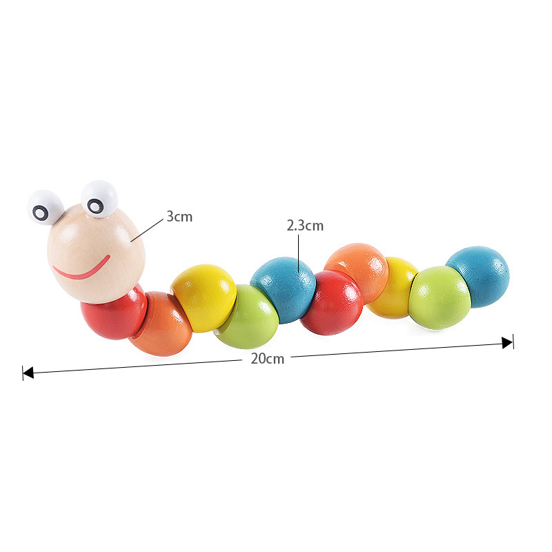 Jake.Secer Colorful Twister Worm Caterpillar Animal Doll Wooden Intellectual Toy 0-3 Years Old Baby Fun Toy - image 2 of 5