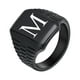 thumbnail image 2 of Anillo de dedo de acero inoxidable negro impermeable con letra personalizada A M S A Z, sello de inicial elegante para hombre, 2 of 4