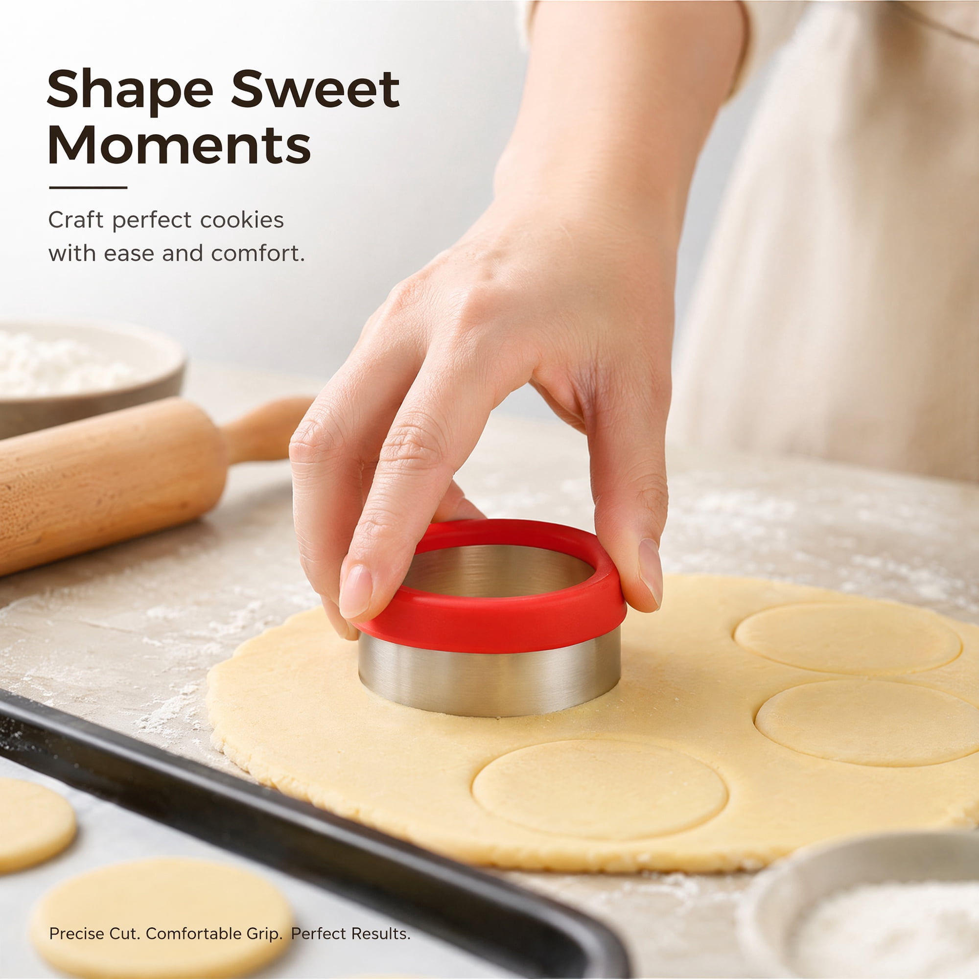 Unique Bargains 4Pcs Stainless Steel Circle Form Cookie Cutters Colorful-4
