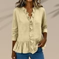 thumbnail image 2 of Shirts for Women V Neck Long Sleeve Blouse Women‘s Ruffled Top Collar Blouses Cotton V Neck Work Business Outfits, 2 of 6