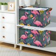 thumbnail image 2 of Yayeee Foldable Storage Basket for Shelves with Handles Waterproof Cloth Bins, Yellow Floral Flamingo, 2 of 7