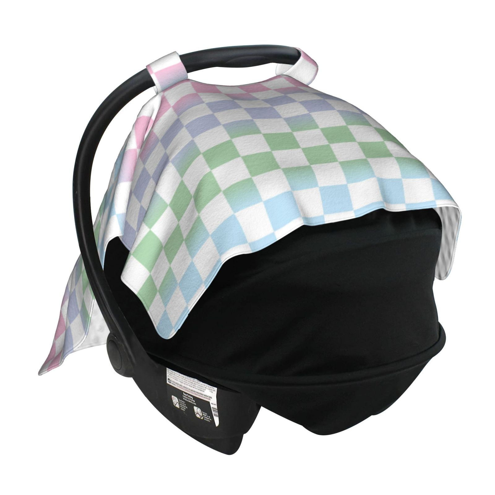 Car Seat Cover Baby - Colorful Checkerboard Breathable Infant Car Seat Cover for Baby Carseat, Lightweight Comfort Baby Essentials Must Haves Newborn Stuff for Girl Boy