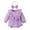 Purple, variant on AJTQTH Rompers for Baby Girls Summer Cotton Cable Knit Ruffled Crewneck Long-Sleeved Jumpsuit Toddler Solid Color Playsuit with Bowknot Headband Pink 12 Months