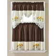 thumbnail image 1 of Sapphire Home 3 Piece Kitchen Curtain Linen set- 2 Tiers 30" W Total Width 60" x 36" L and 1 Swag Valance 60" W x 36" L-Solid Embroidery Kitchen Curtain Dcor Linen Short PanelsKC,Sunflower,Coffee, 1 of 1